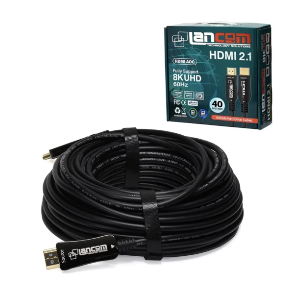 Cable HDMI 40 Metros | 8K | AOC Active Fiber Optical | 48Gbps | Audio Return | Lancom ZZ-HDMI-AOC-8K-40: El Futuro de la Conexión Audiovisual a tu Alcance