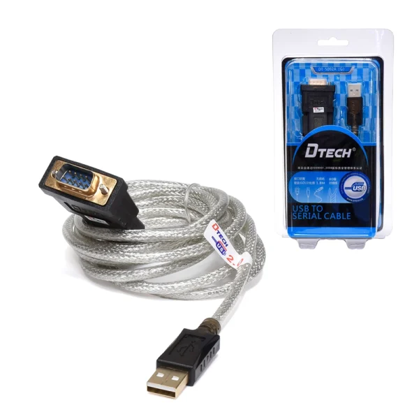 Cable Adaptador USB a Serial RS232 Dtech DT-5002A | 1.8 metros | Apantallado: La Solución para Integrar tus Dispositivos Seriales