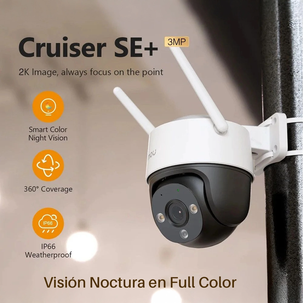 IMOU Cruiser SE+ 3MP | Visión Nocturna Full Color | 3 Megapíxeles 2K | Giratorio 360° | Cámara para Exterior IPC-K7C-3H1WE: Vigilancia Completa para tu Hogar