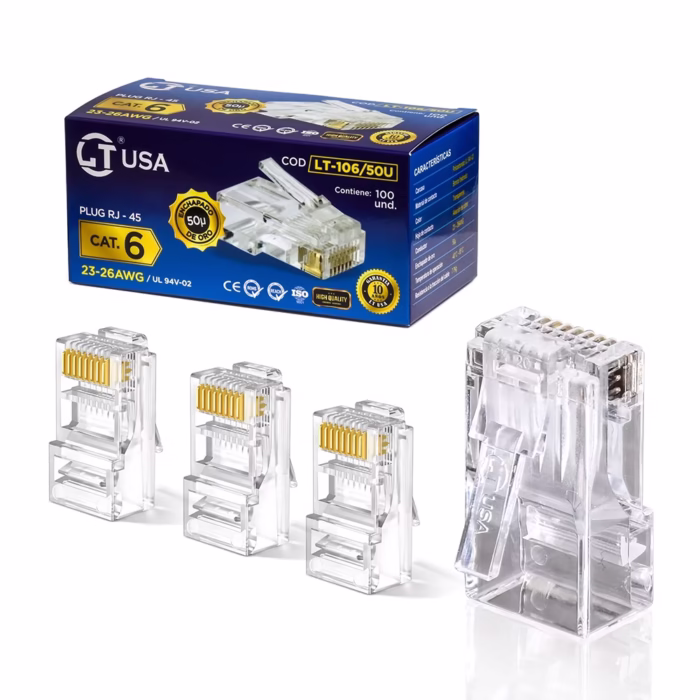 Conector RJ45 Cat6 LT USA LT 106 50U Cajax100pz HD Multimedia PERU SAC Conector RJ Cat LT USA LT U Conectividad de Alta Calidad para Redes Exigentes
