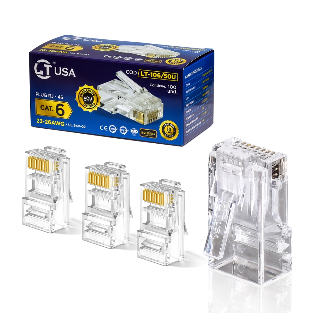 Conector RJ45 Cat6 LT USA LT-106/50U: Conectividad de Alta Calidad para Redes Exigentes