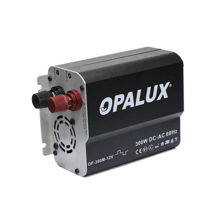 Inversor de Voltaje Opalux OP-300M-12V | 300W: Alimenta tus Dispositivos Donde Quieras, Inversor de Voltaje 12V a 220V AC, Inversor de Corriente 300W