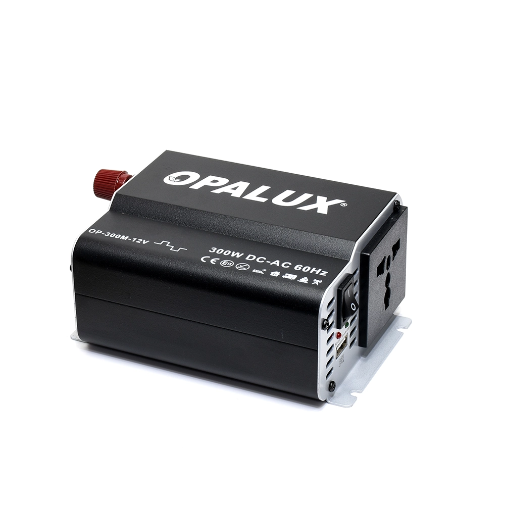 Inversor de Voltaje Opalux OP-300M-12V | 300W: Alimenta tus Dispositivos Donde Quieras, Inversor de Voltaje 12V a 220V AC, Inversor de Corriente 300W