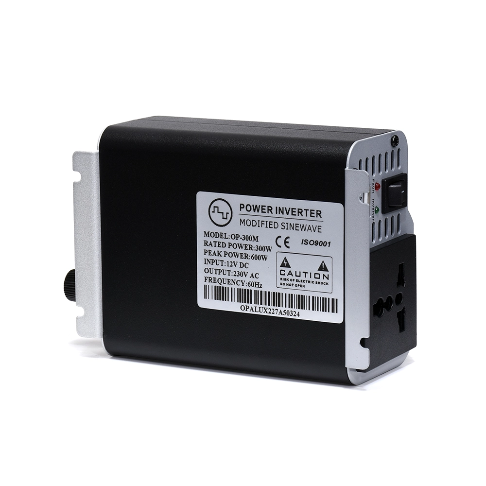 Inversor de Voltaje Opalux OP-300M-12V | 300W: Alimenta tus Dispositivos Donde Quieras, Inversor de Voltaje 12V a 220V AC, Inversor de Corriente 300W