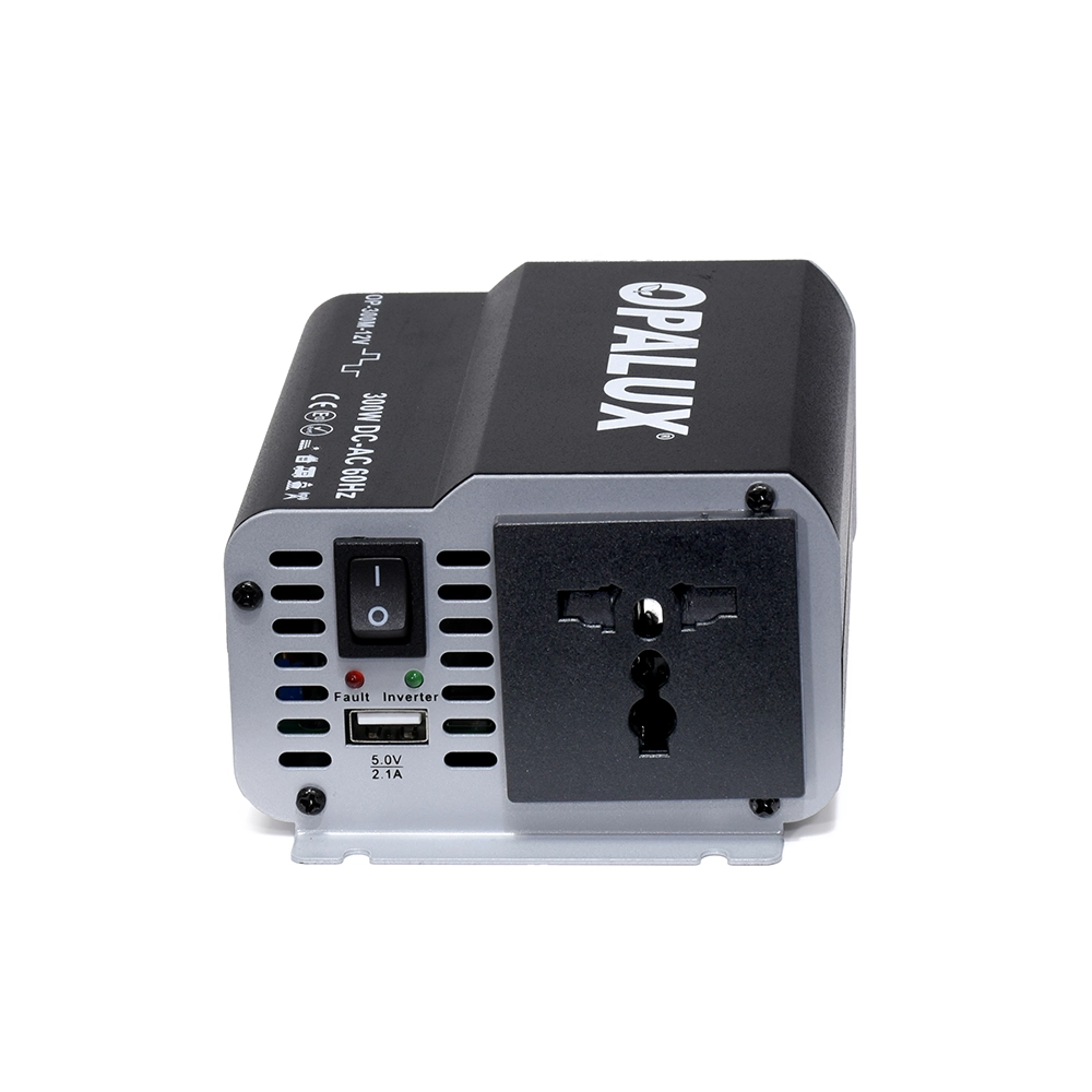 Inversor de Voltaje Opalux OP-300M-12V | 300W: Alimenta tus Dispositivos Donde Quieras, Inversor de Voltaje 12V a 220V AC, Inversor de Corriente 300W