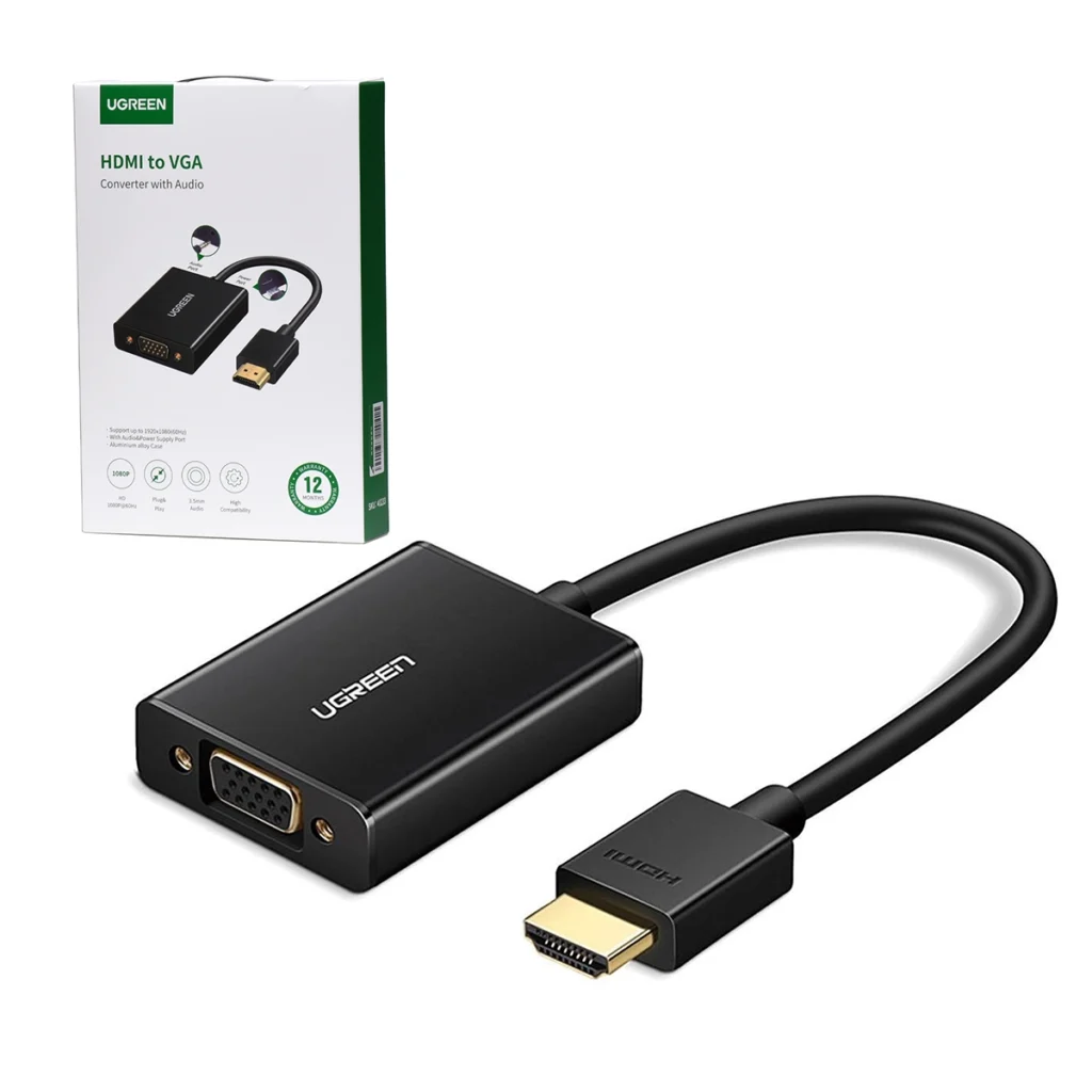 Adaptador HDMI a VGA Ugreen MM102-40233: ¡Conecta tus Dispositivos HDMI a Pantallas VGA!, convertidor HDMI a VGA Activo