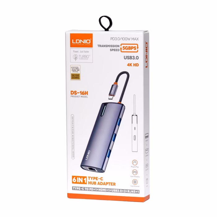Adaptador USB C  en  LDNIO DS H Convierte tu USB C en una Estación de Trabajo Completa