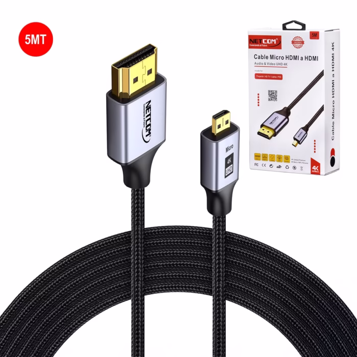 Cable Micro HDMI m Khz NETCOM PE HD Calidad Premium y Máximo Alcance para tu Experiencia Visual K HDMI Tipo D K v