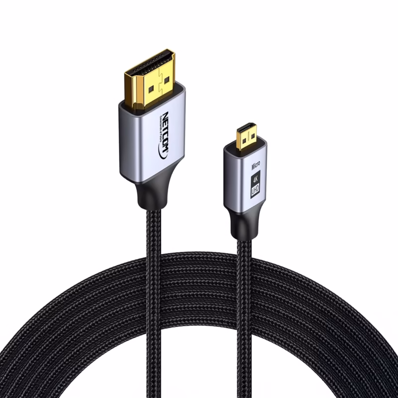 Cable Micro HDMI 5m 4K@60hz NETCOM PE-HD0848: ¡Calidad Premium y Máximo Alcance para tu Experiencia Visual 4K!, HDMI Tipo D 4K v2.0