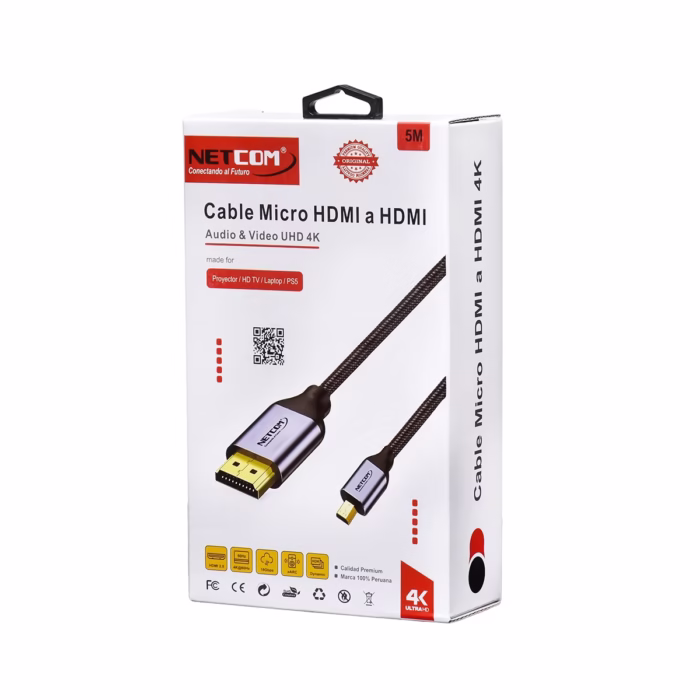 Cable Micro HDMI m Khz NETCOM PE HD Calidad Premium y Máximo Alcance para tu Experiencia Visual K HDMI Tipo D K v