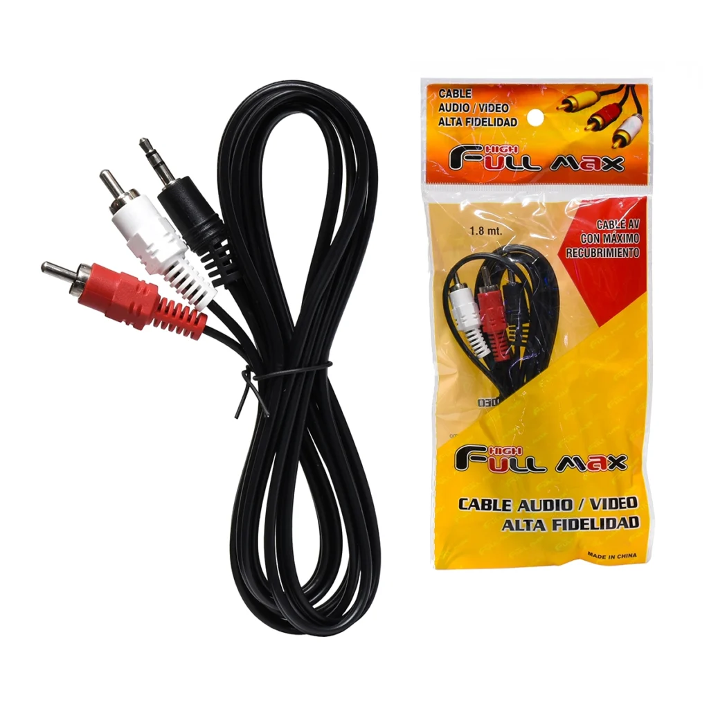 Cable MiniPlug a 2 RCA 1.8m High Full Max ZZ-AV-3215-BK: ¡Conecta tu Audio con Versatilidad!