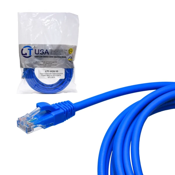 Cable Patch Cord Cat6 10 Metros Azul LSZH | LT USA LTT-PC6-10: ¡Conexión Estable y Segura para tu Red!