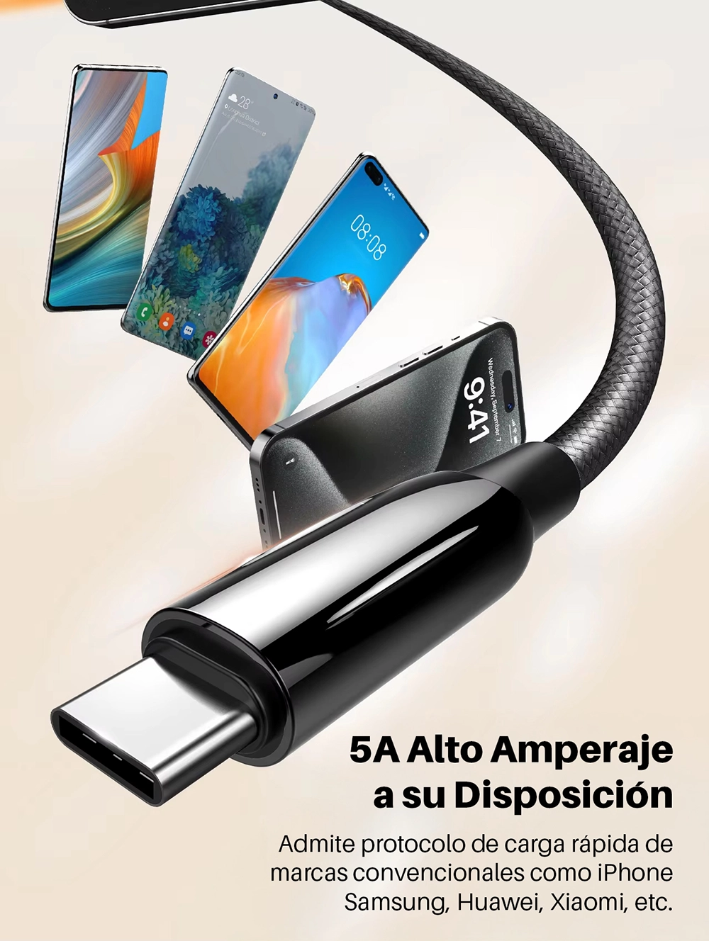 Cable USB-C 2MT 240W LDNIO LC922C-240W: ¡Potencia y Durabilidad!