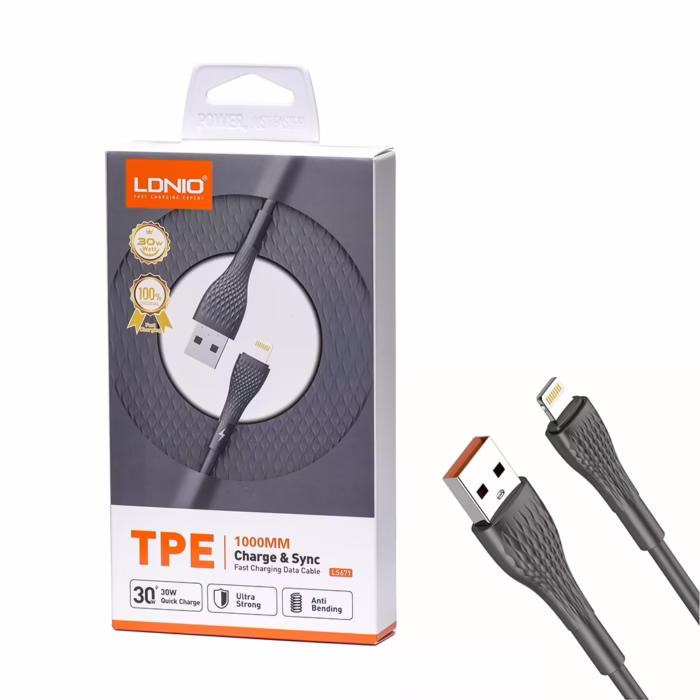 Cable para IPhone Ipad de Carga rápida 30W LDNIO LS671 IP HD Multimedia PERU SAC Cable para iPhone y iPad de Carga Rápida W LDNIO LS IP | Eficiencia y Durabilidad