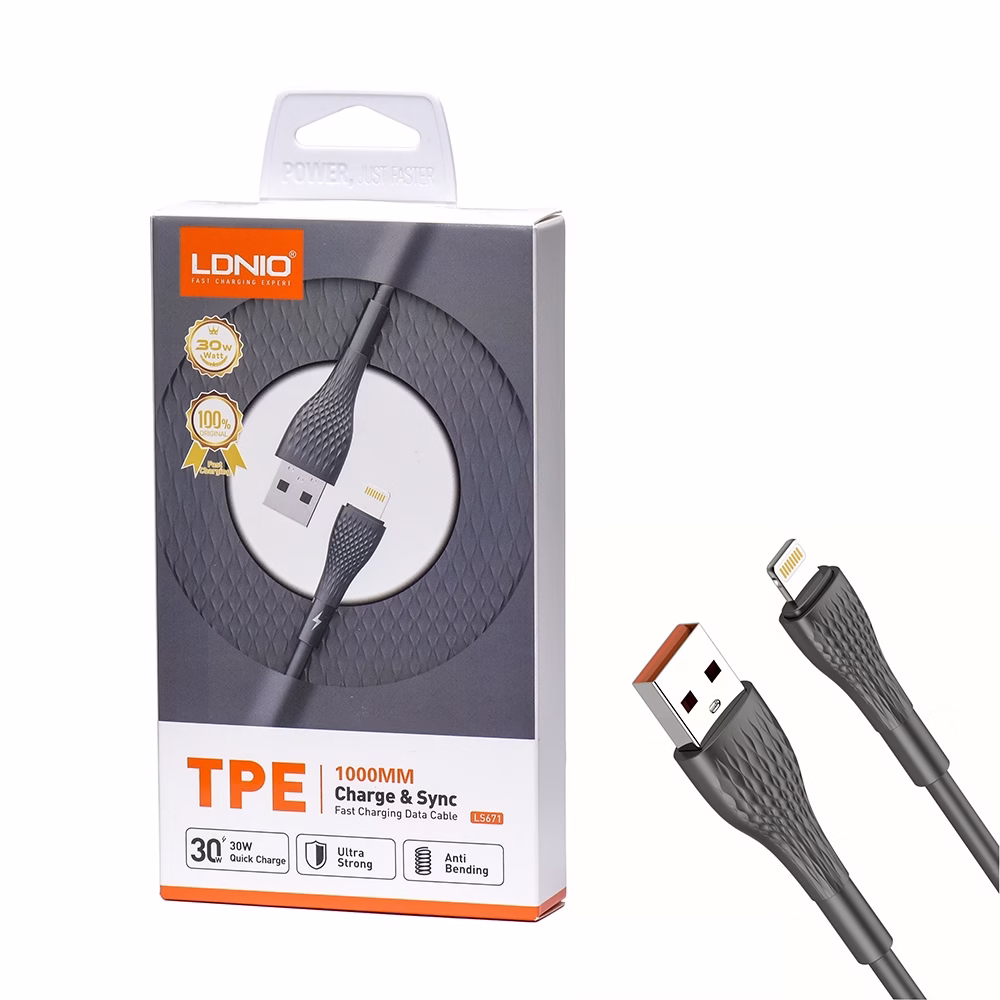 Cable para IPhone Ipad de Carga rápida 30W LDNIO LS671 IP HD Multimedia PERU SAC Cable para iPhone y iPad de Carga Rápida W LDNIO LS IP | Eficiencia y Durabilidad