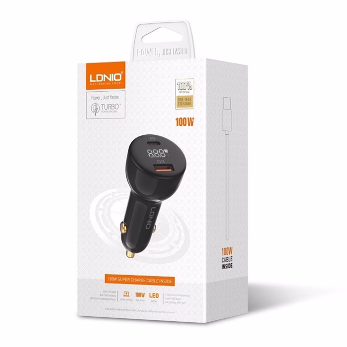 Cargador USB C W para Auto LDNIO C Carga Ultrarrápida en tu Vehículo Cargador USB para Camión