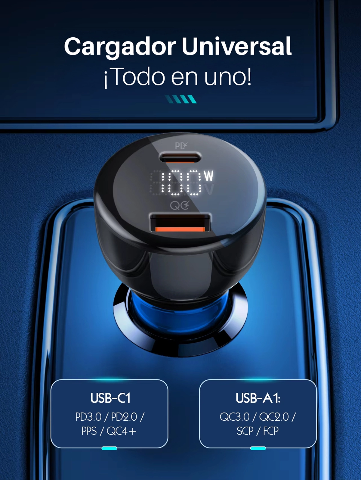 Cargador USB-C 100W para Auto LDNIO C101: ¡Carga Ultrarrápida en tu Vehículo!, Cargador USB para Camión