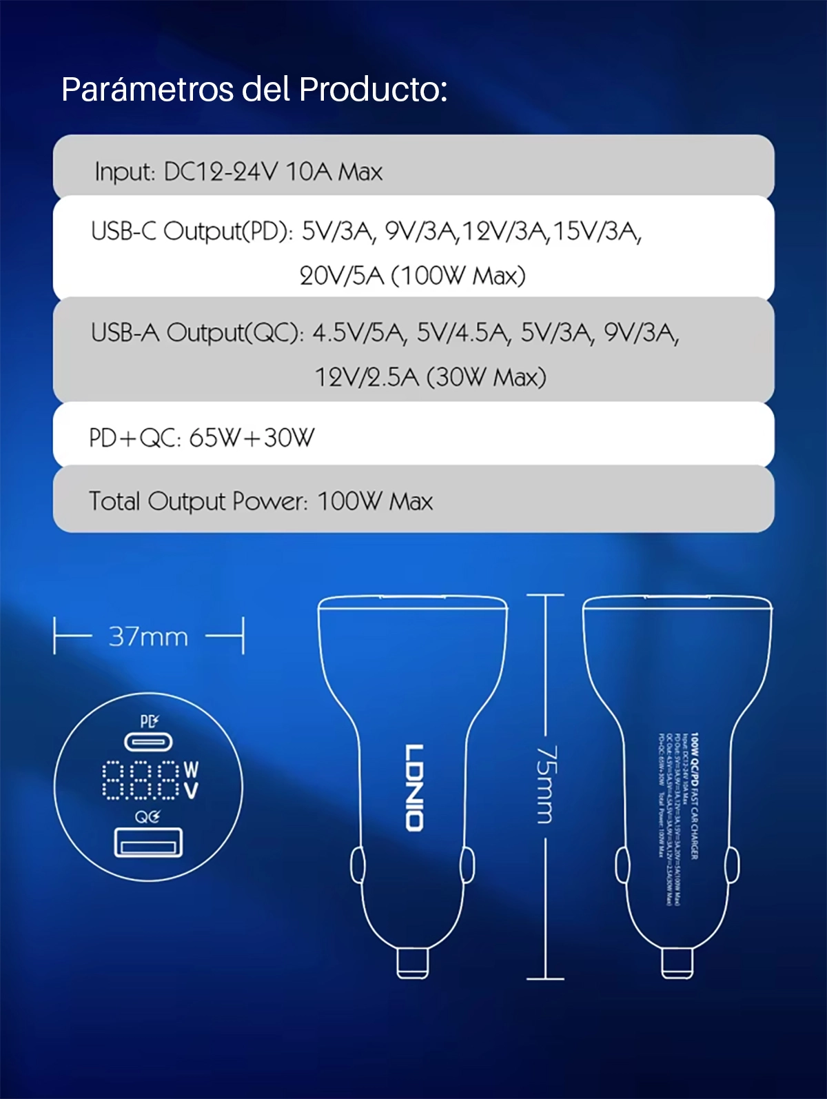 Cargador USB-C 100W para Auto LDNIO C101: ¡Carga Ultrarrápida en tu Vehículo!, Cargador USB para Camión
