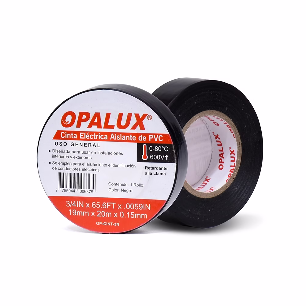 Cinta Aislante Eléctrica Opalux OP CINT N xxmm |  Metros | Color Negro La Mejor Protección en tus conexiones eléctricas
