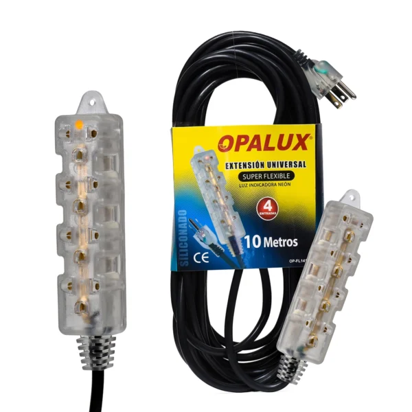 Extensión Eléctrica 10M Opalux OP-FL1410N: ¡Alcanza Cualquier Tomacorriente con Seguridad!