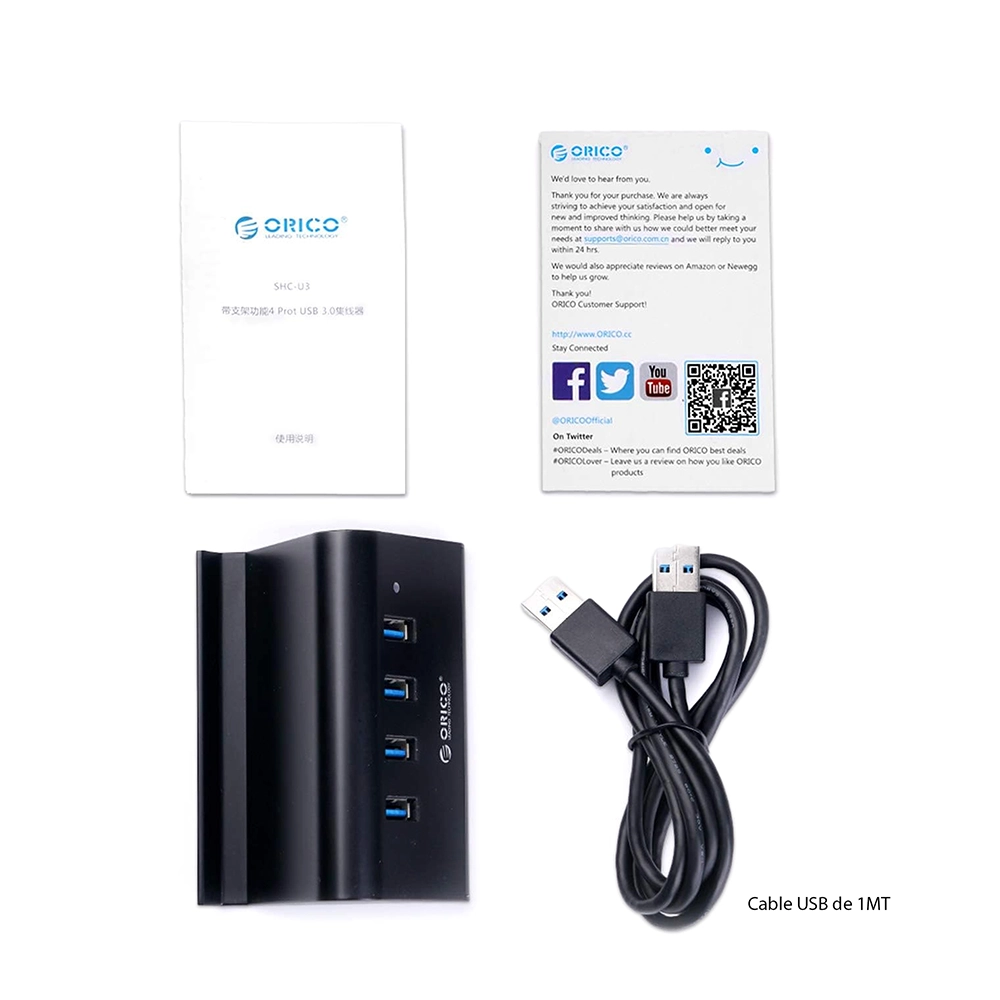 Hub USB 3.0 ORICO SHC-U3: ¡Multiplica tus Conexiones con Velocidad y Estilo!