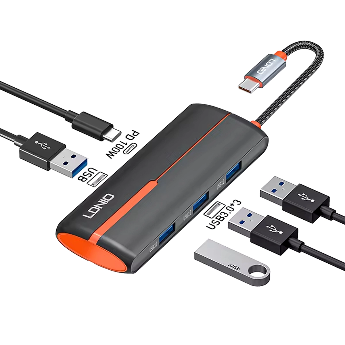 HUB USB-C LDNIO DS-25U: ¡Expande tu Conectividad con 4 Puertos USB y Carga Rápida!