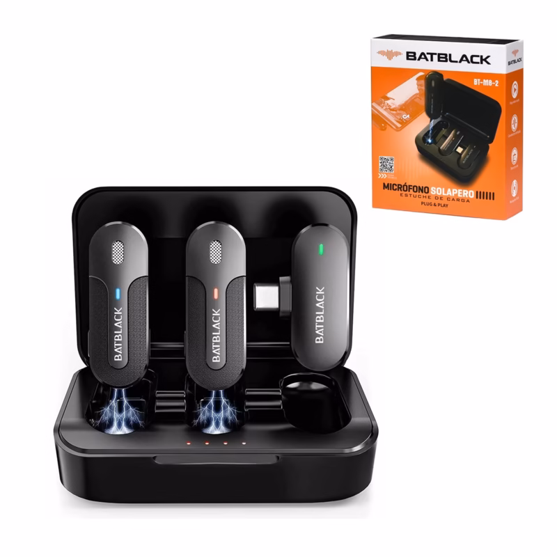 Micrófono Solapero Doble USB C BatBlack BT M  Audio Profesional Inalámbrico