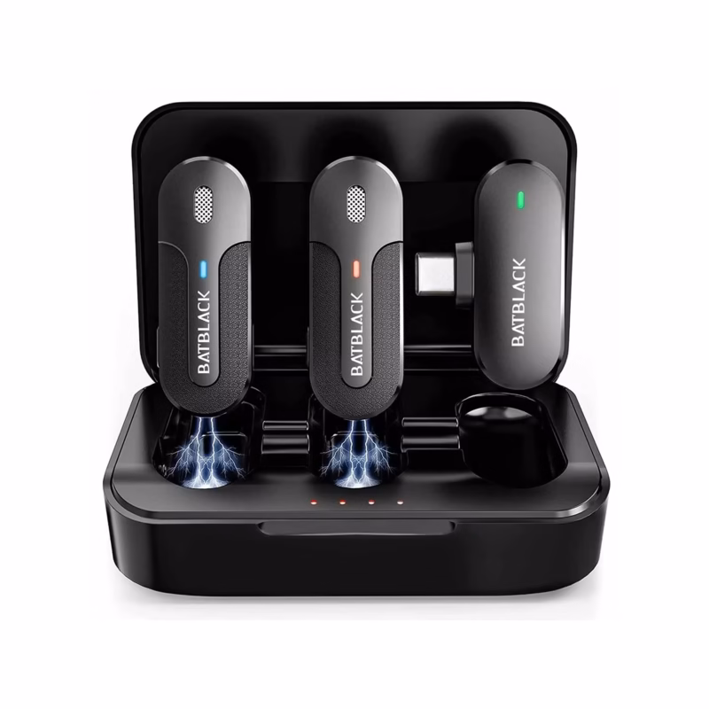 Micrófono Solapero Doble USB C BatBlack BT M  Audio Profesional Inalámbrico