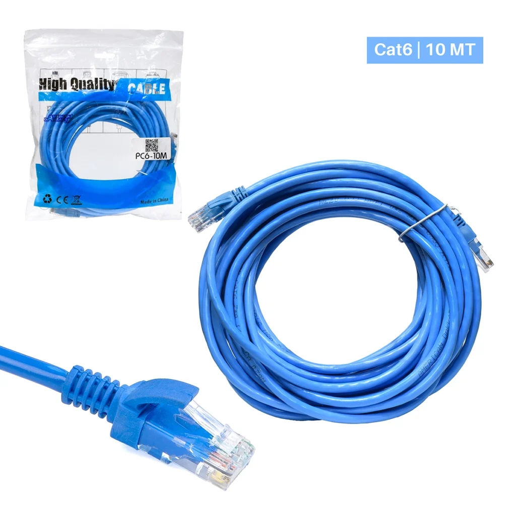 Patch Cord Cat6 10 Metros American Dakar PC6-10M Azul: ¡Conexión Gigabit Estable y a tu Alcance!