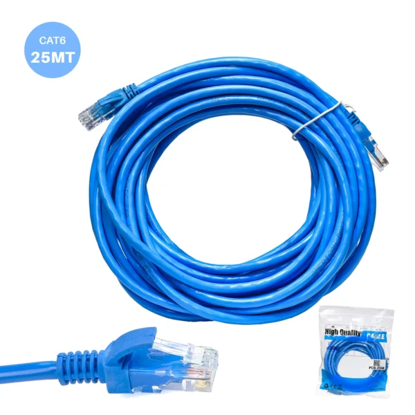 Patch Cord Cat6 25 Metros American Dakar PC6-25M Azul: ¡Conexión Gigabit a Larga Distancia!