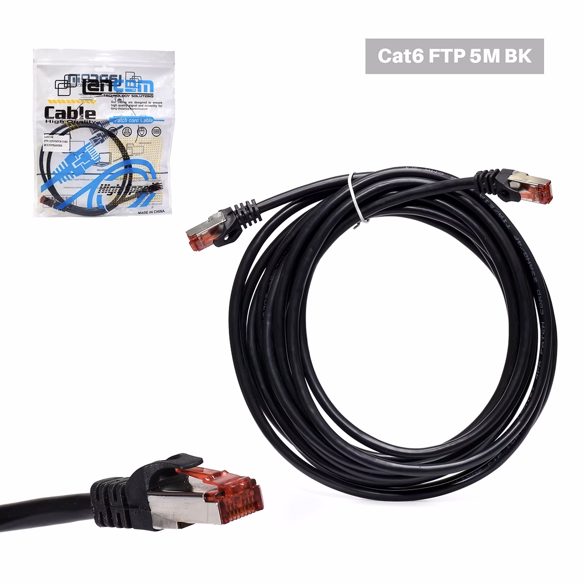 Patch Cord Cat6 FTP 5MT Black Lancom ZZ PC FTP 5M BK HD Multimedia PERU SAC Patch Cord Cat FTP Metros Lancom ZZ PC FTP M BK Conexión Gigabit Estable y Segura