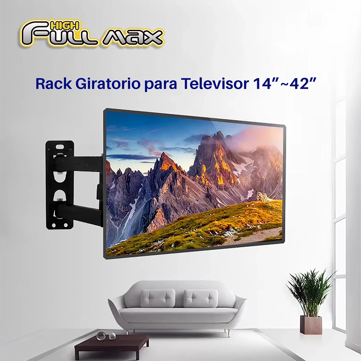 Rack Giratorio para TV HDL-117B High Full Max: ¡Máxima Flexibilidad para tu Pantalla! Para Televisores desde 14" a 42" Pulgadas