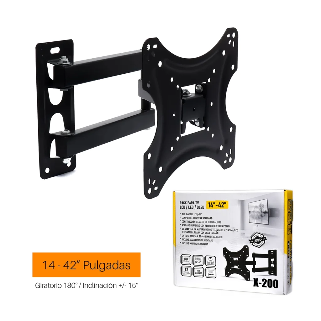 Rack Giratorio para TV High Full Max X-200: ¡Máxima Flexibilidad para tu Pantalla! 14" a 42" Pulgadas