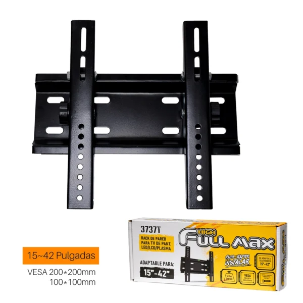 Rack para Televisor 15-42" | High Full Max 3737T Metálico: ¡Tu TV en la Pared con Estilo y Seguridad!