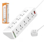 Regleta Eléctrica LDNIO SC10610: ¡2 Metros, 10 Tomas, 6 Puertos USB y Carga Rápida!, Extensión de corriente 10 tomas 6 USB, Supresor de 10 tomas