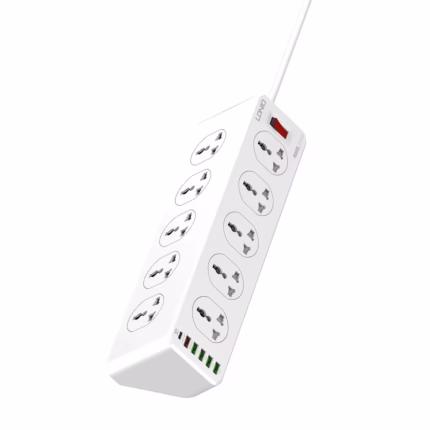 Regleta Eléctrica LDNIO SC10610: ¡2 Metros, 10 Tomas, 6 Puertos USB y Carga Rápida!, Extensión de corriente 10 tomas 6 USB, Supresor de 10 tomas