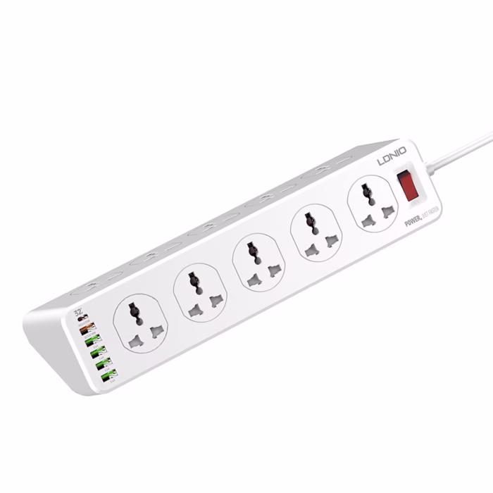 Regleta Eléctrica LDNIO SC  Metros  Tomas  Puertos USB y Carga Rápida Extensión de corriente  tomas  USB Supresor de  tomas