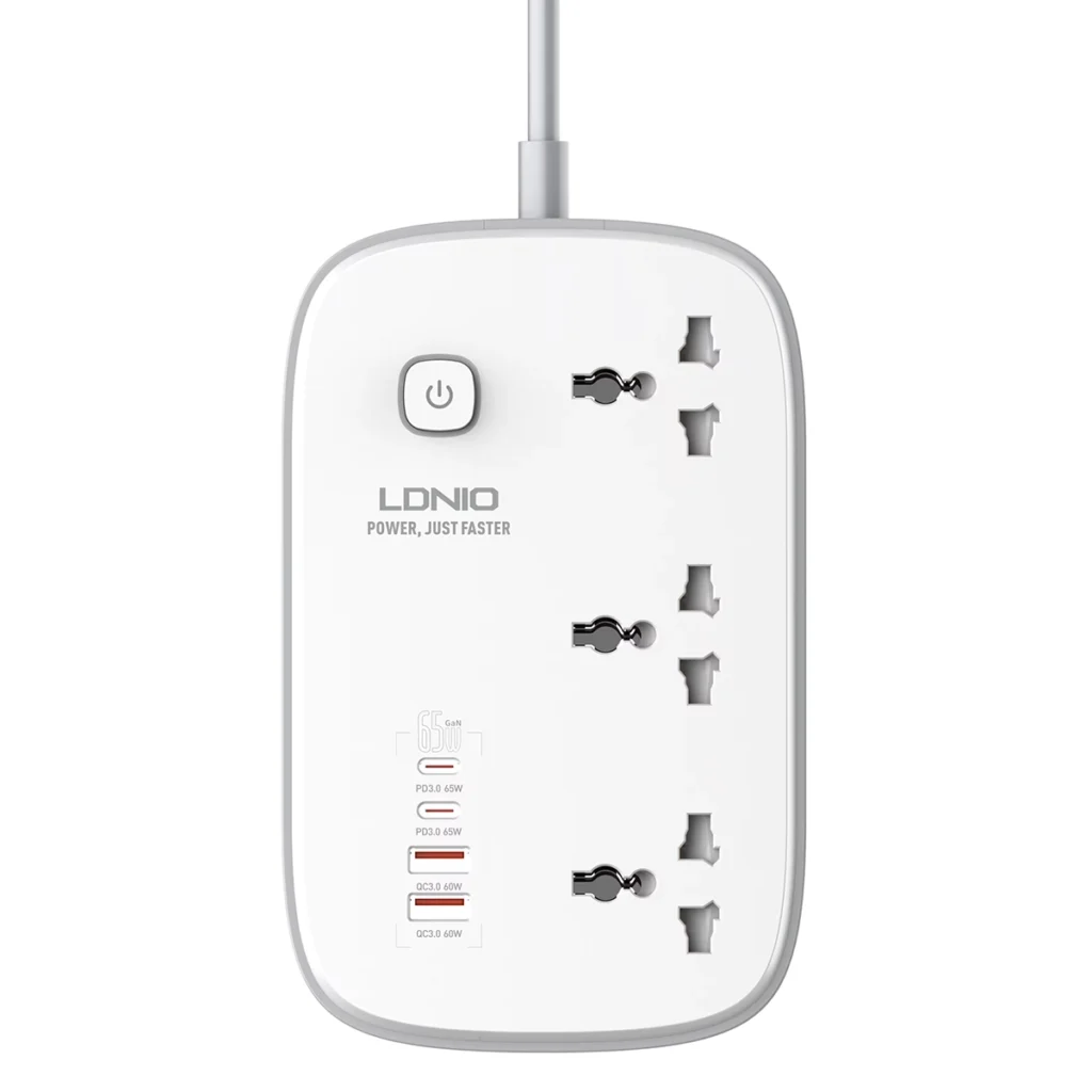 Regleta Eléctrica LDNIO SC Potencia tus Dispositivos con W GaN extensión de corriente mt  usb