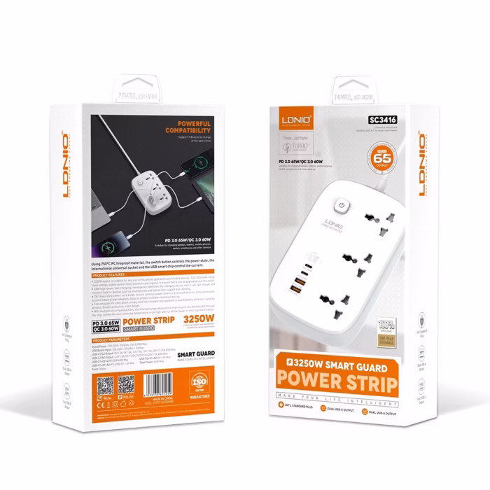 Regleta Eléctrica LDNIO SC Potencia tus Dispositivos con W GaN extensión de corriente mt  usb