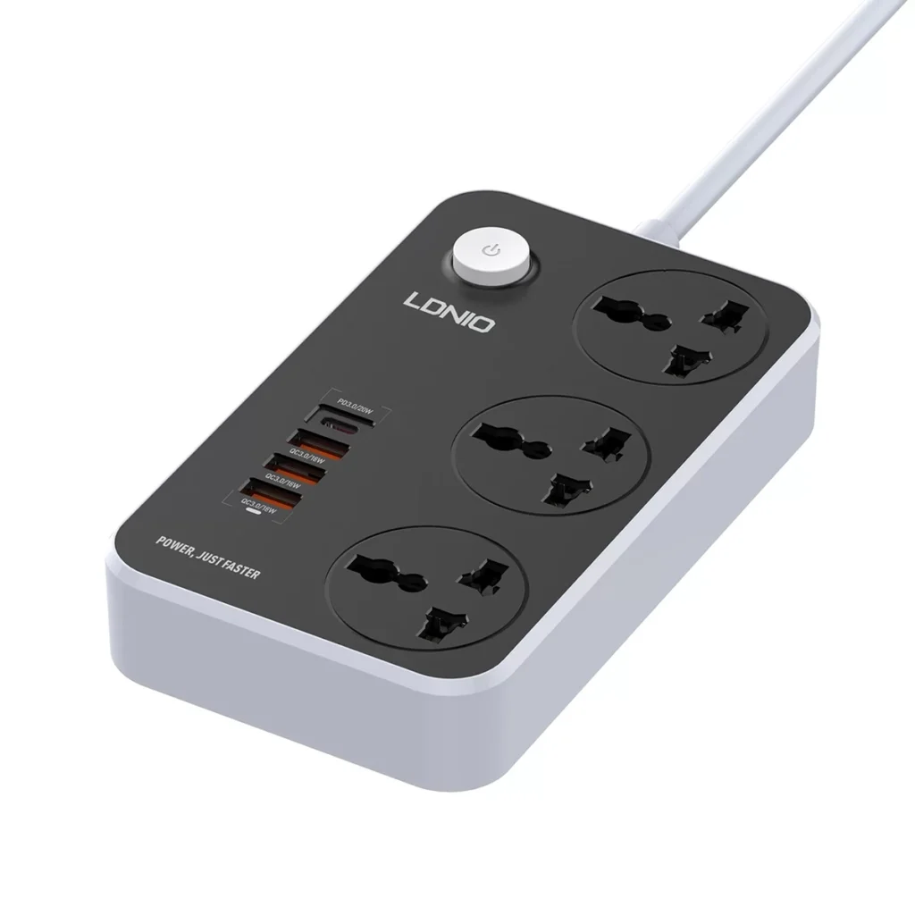 Regleta Eléctrica LDNIO SC  Tomas  Puertos USB y Carga Rápida Extensión de Corriente con USB Regleta M con USB