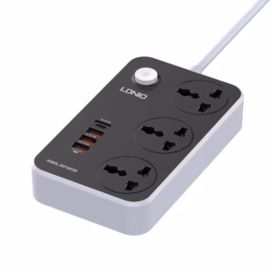 Regleta Eléctrica LDNIO SC3412: ¡3 Tomas, 4 Puertos USB y Carga Rápida!, Extensión de Corriente con USB, Regleta 2M con USB