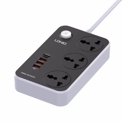 Regleta Eléctrica LDNIO SC3412: ¡3 Tomas, 4 Puertos USB y Carga Rápida!, Extensión de Corriente con USB, Regleta 2M con USB