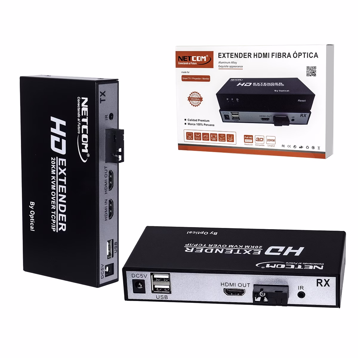 Extender HDMI KVM por Fibra Optica 20KM NETCOM PE EX0081 HD Multimedia PERU SAC Extender HDMI KVM por Fibra Óptica KM NETCOM PE EX Conexión HD a Larga Distancia Extensor HDMI por Fibra Optica