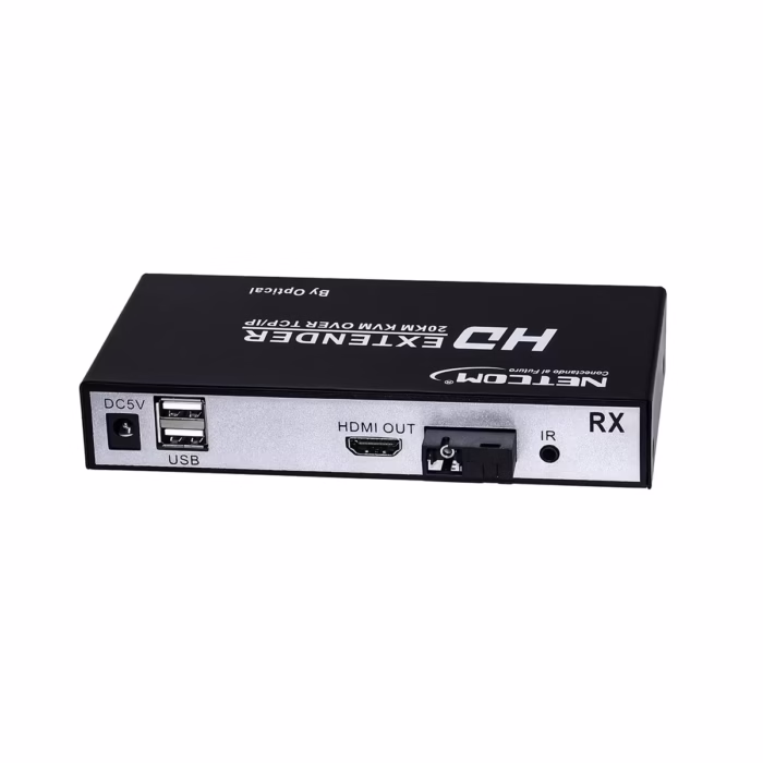 Extender HDMI KVM por Fibra Óptica KM NETCOM PE EX Conexión HD a Larga Distancia Extensor HDMI por Fibra Optica