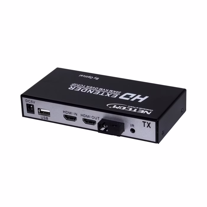 Extender HDMI KVM por Fibra Óptica KM NETCOM PE EX Conexión HD a Larga Distancia Extensor HDMI por Fibra Optica