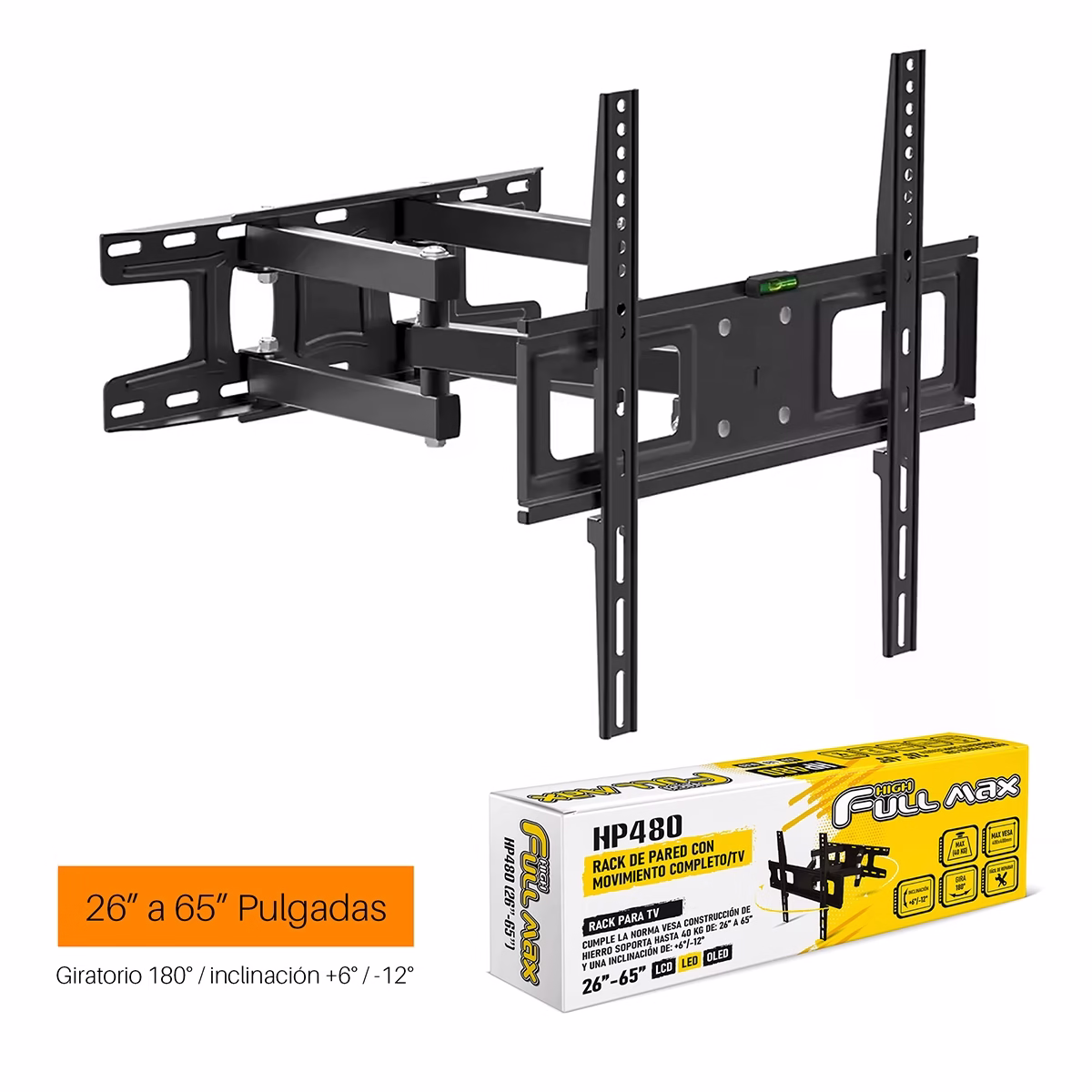 Rack Para Televisor de 26 a 65 Pulgadas High Full Max HP480 HD Multimedia PERU SAC Rack para TV a High Full Max HP El Soporte Perfecto para tu Pantalla Gigante
