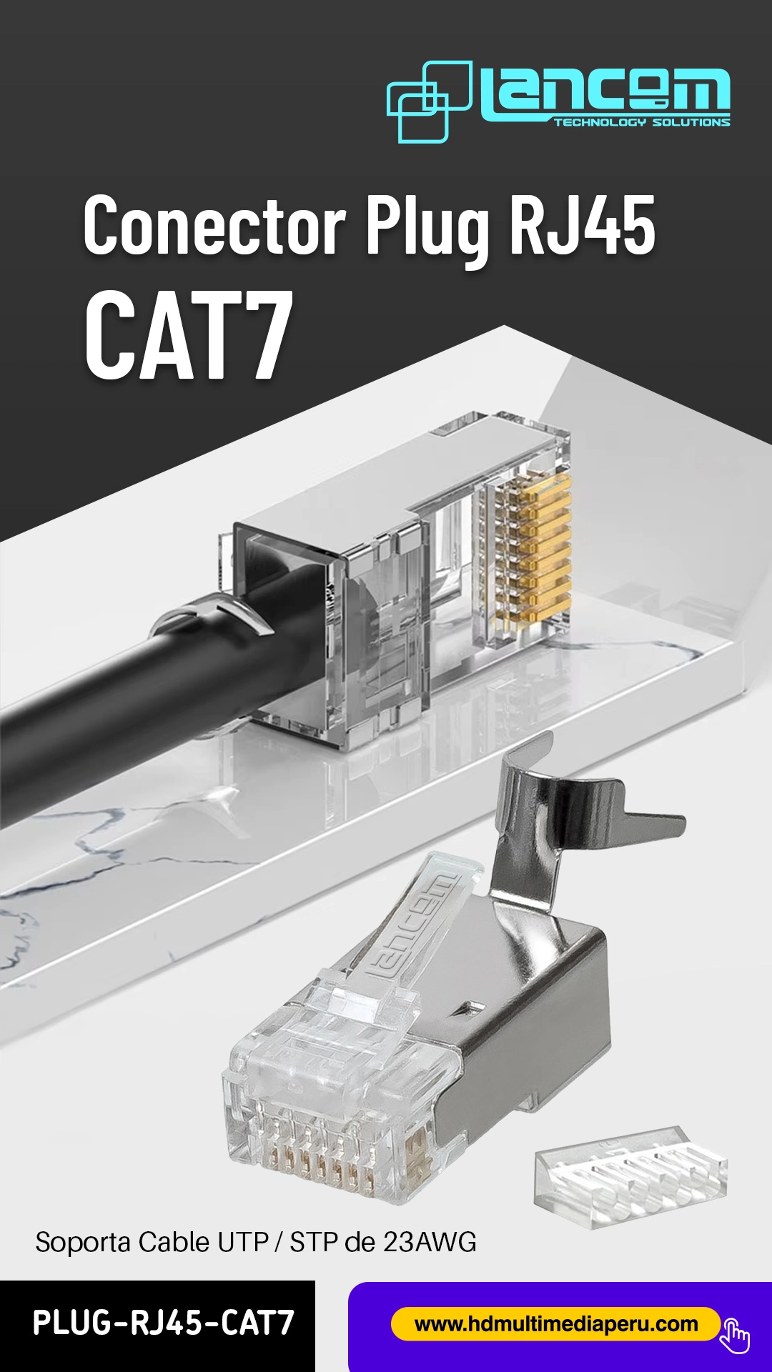 Conector RJ45 Cat7 Metálico Lancom PLUG-RJ45-CAT7: ¡Conexiones de Red de Alta Velocidad!