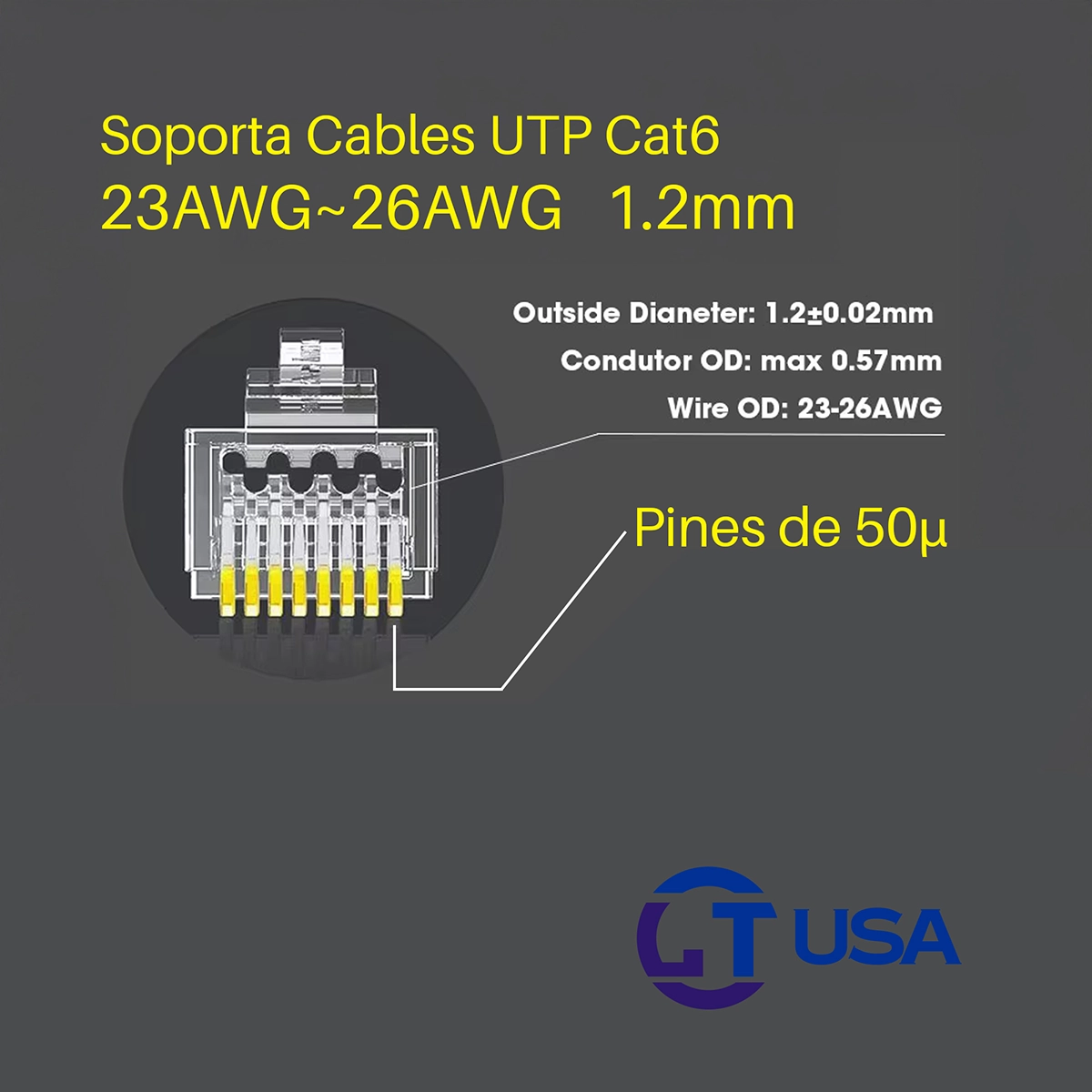 Conectores RJ45 Cat6 Pass Through LT USA LT-106EZ-50U: ¡Conexiones de Red en Alta Calidad!