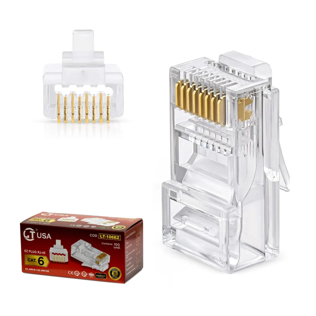 Conectores RJ45 Cat6 Pass Through LT USA LT-106EZ: ¡Conexiones de Red Confiables y de Alta Velocidad!