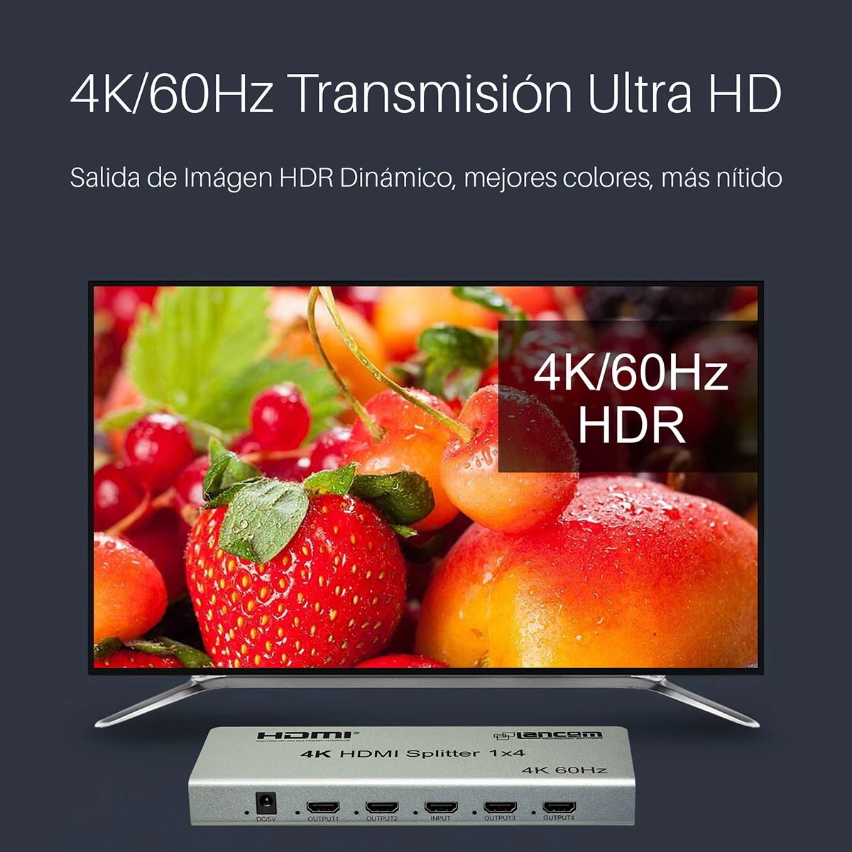 ¡Amplía tu Visión con el Splitter HDMI 1x4 Lancom LTS-911-4! | V2.0 4K@60Hz | Ultra HD 2160p, Divisor HDMI 1x4, 4K HDMI Splitter
